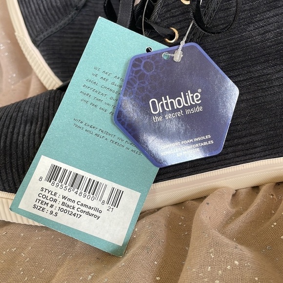 Brand New Toms Camarillo Black Corduroy Lace Up High Top Cushioned Sneakers - Picture 3 of 15